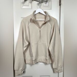 OFFLINE By Aerie ChillUp Quarter Zip Sweatshirt in Cake Batter NWT